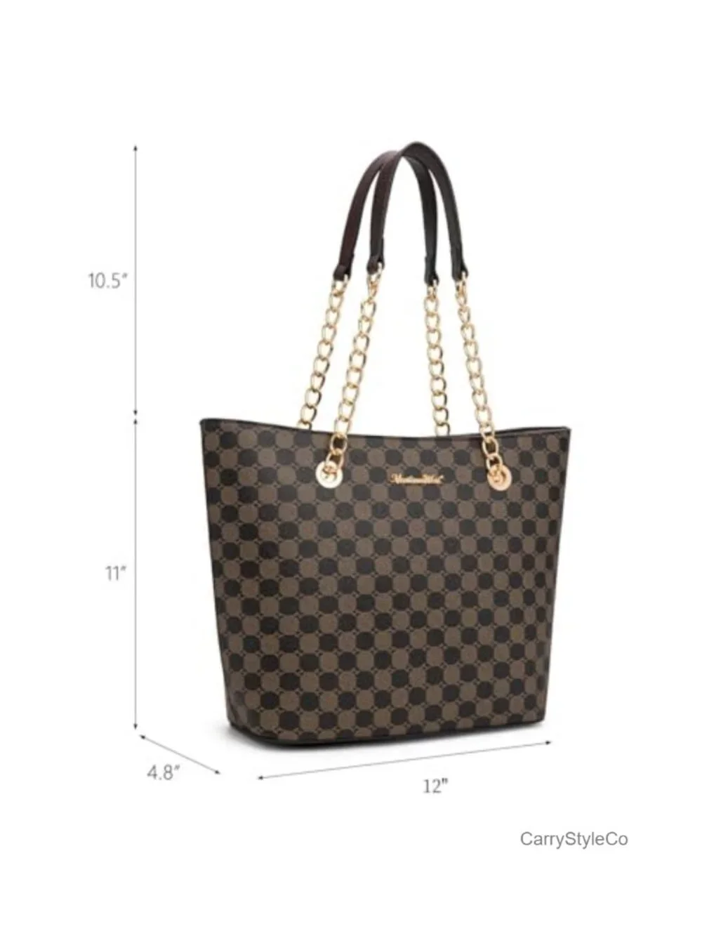 Women's Faux Leather Chain Top Handle Satchel Tote Bag